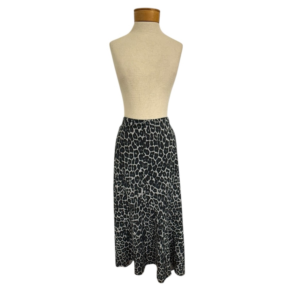 Chico’s Leopard Print High Low Maxi Skirt Sz 1/M Pull-On Elastic Edgy, Boho Chic - Picture 5 of 9